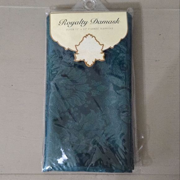 Damask Napkins 4 pack Forest Green 17"x17" - Picture 1 of 8